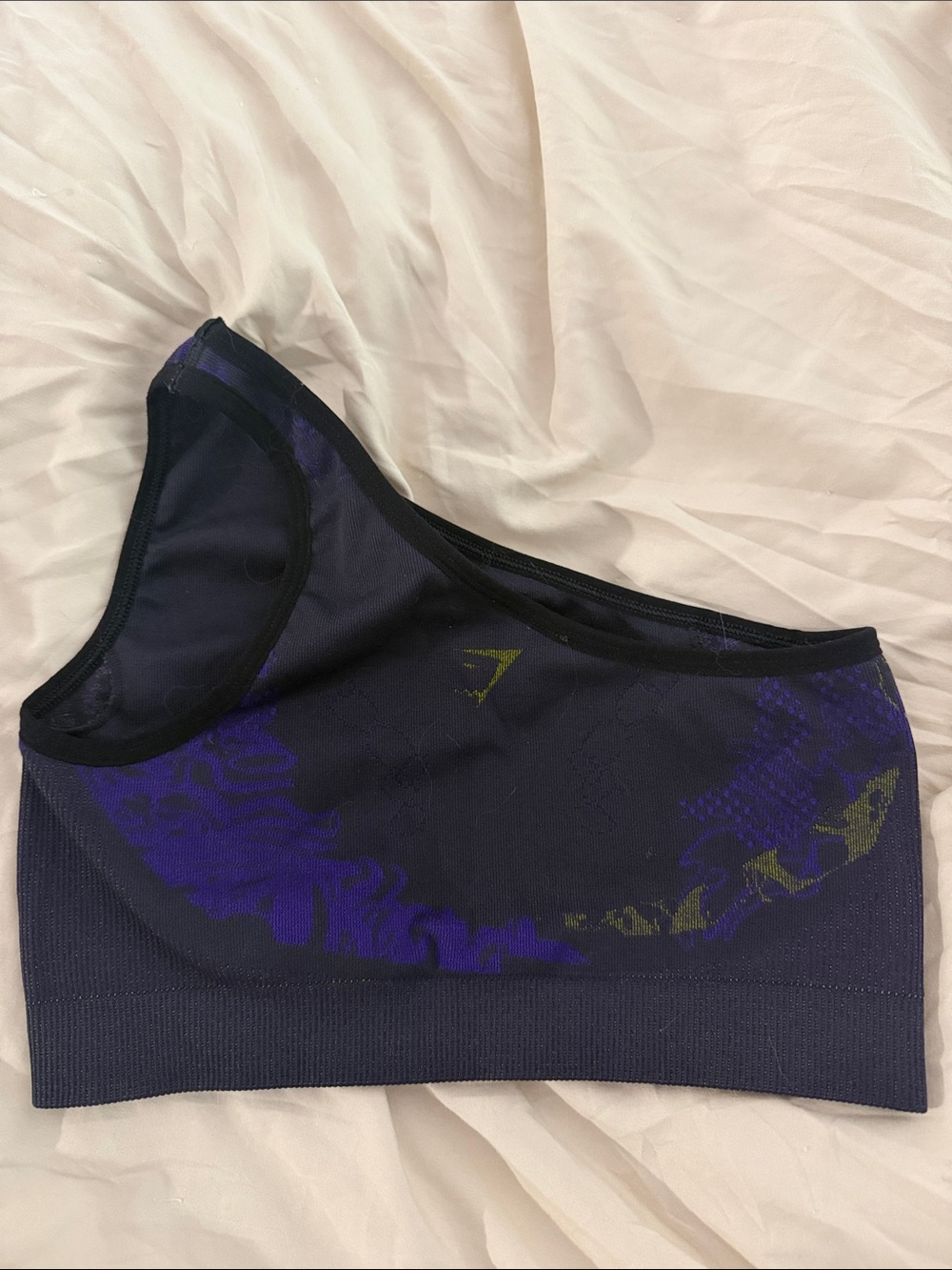 Seamless Navy One-Shoulder Sports Bra